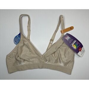Hanes Ultimate Wireless Bra Soft Padding Seamless Bra Convertible Beige S DHHU11